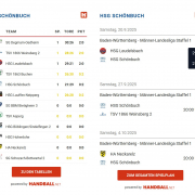 Tabelle und Spielplan