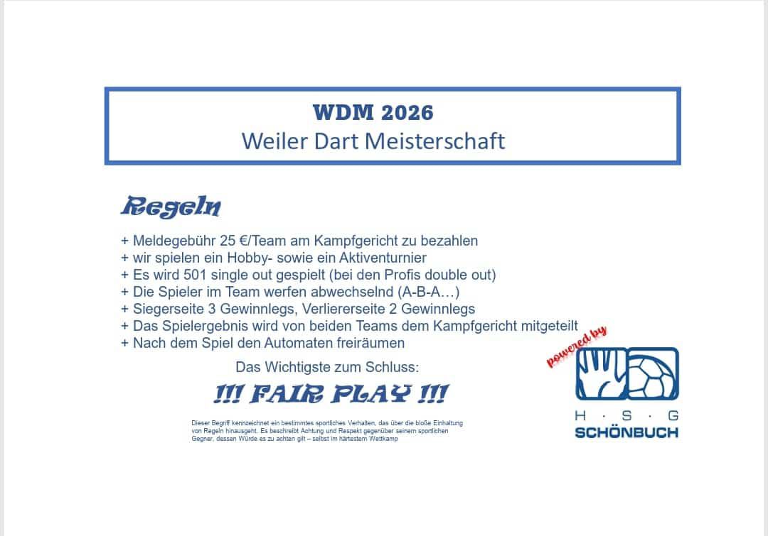 Dartmeisterschaft 2025 Regeln